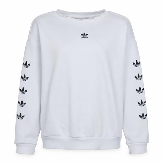 Adidas Womens White Relaxed Fit Crew Neck Logo Sweatshirt XS