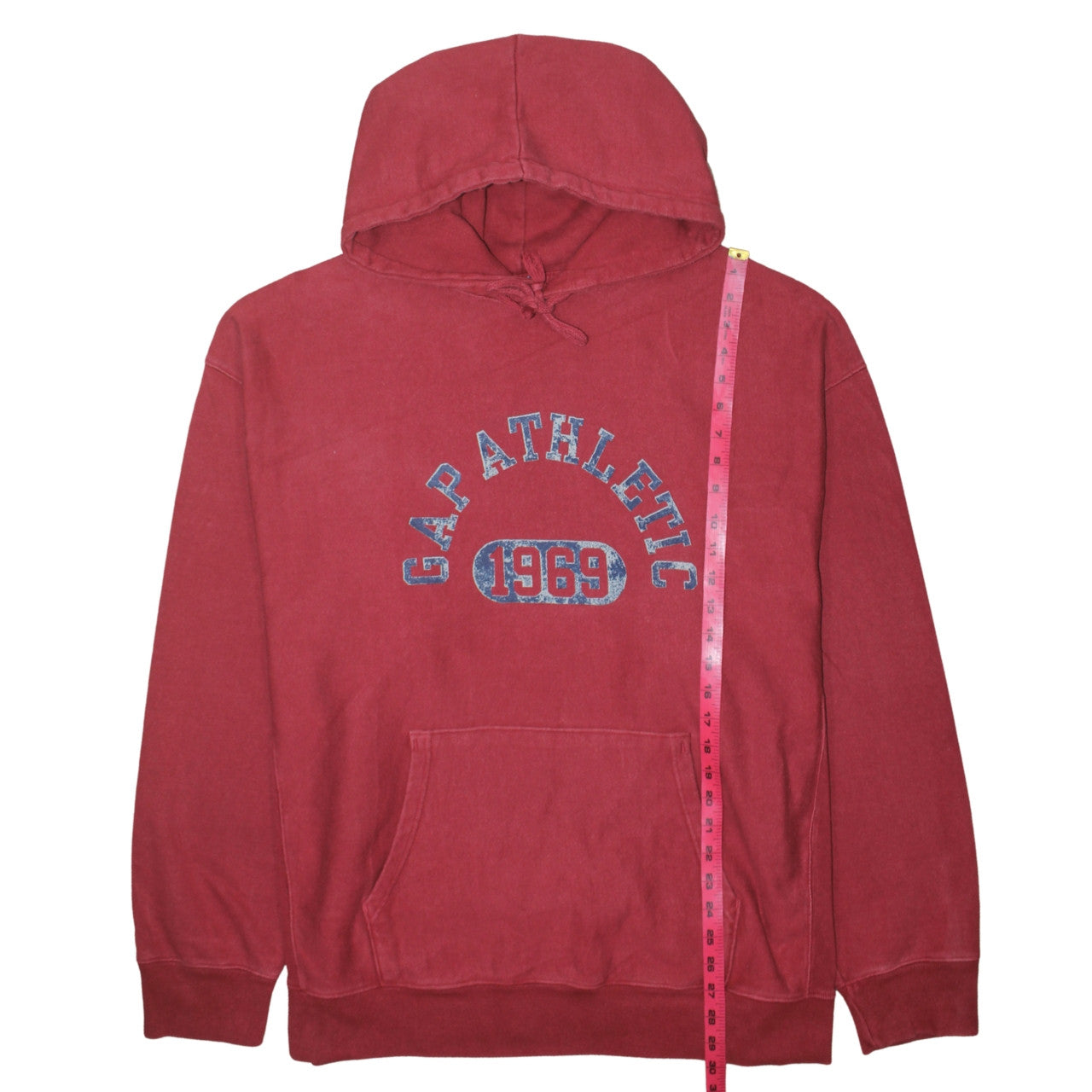 GAP Men's Red Pullover Hoodie XL 1969 Athletic Fleece Graphic Sweatshirt