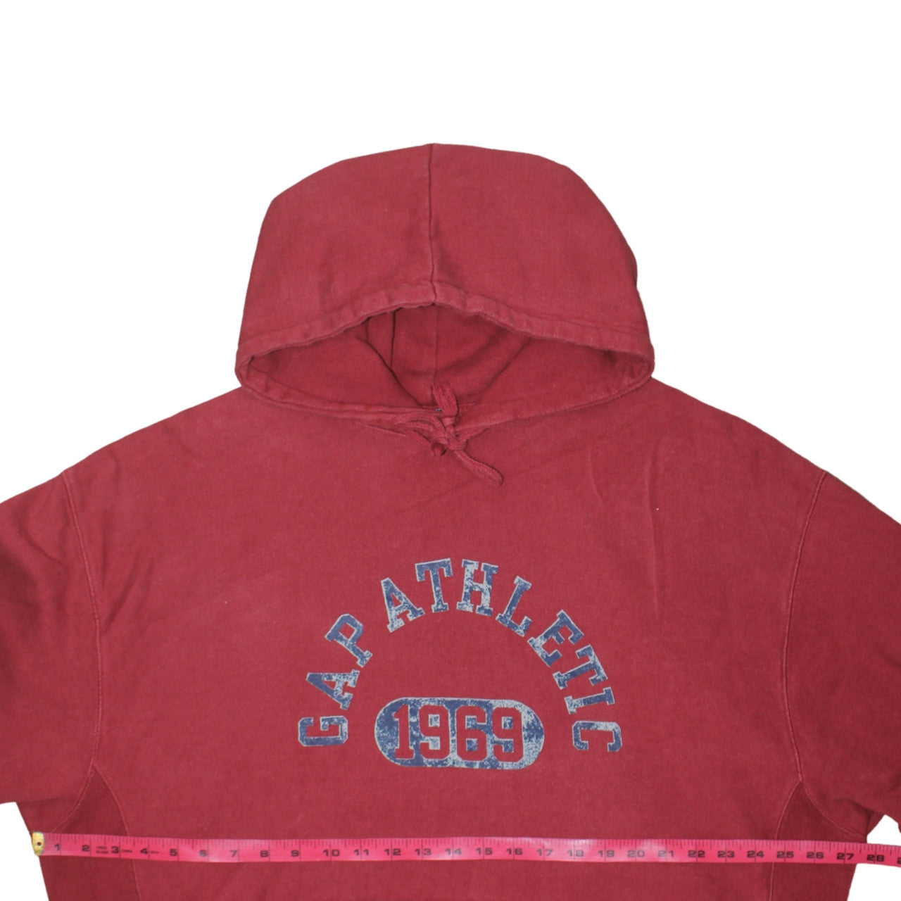 GAP Men's Red Pullover Hoodie XL 1969 Athletic Fleece Graphic Sweatshirt