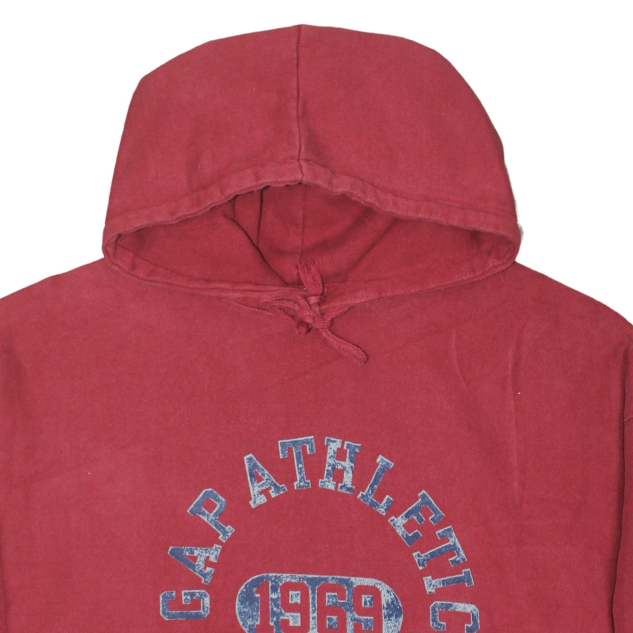 GAP Men's Red Pullover Hoodie XL 1969 Athletic Fleece Graphic Sweatshirt