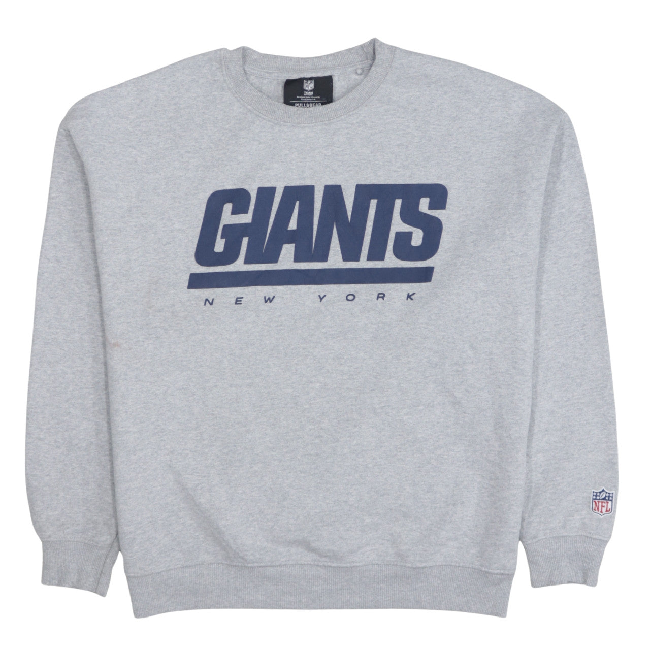 Pull&Bear Men Grey New York Giants Logo Crew Neck Sweatshirt L