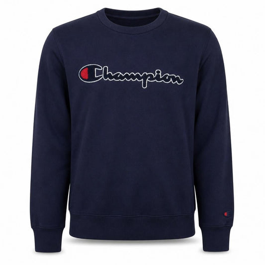 Champion Men's Blue Medium Crew Neck Embroidered Logo Sweatshirt