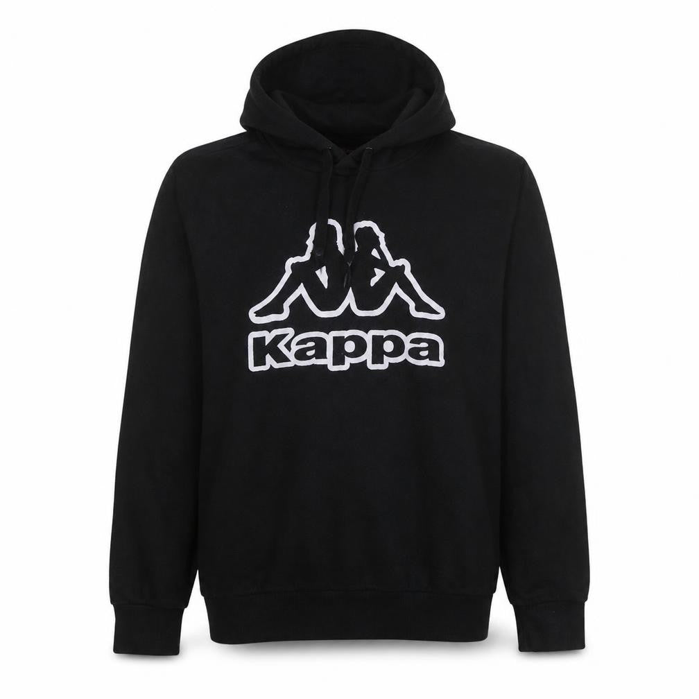 Kappa Men's Black Pullover Hoodie Large Graphic Logo Sportswear