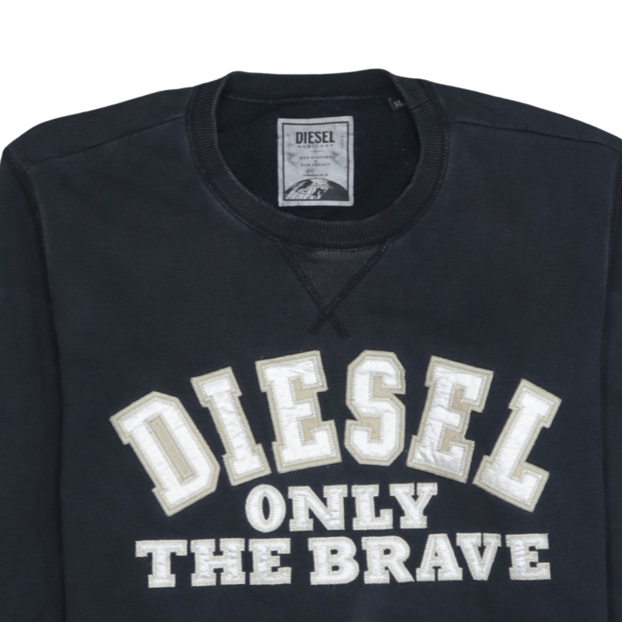 Diesel Mens Black Embroidered Logo Crew Neck Sweatshirt L