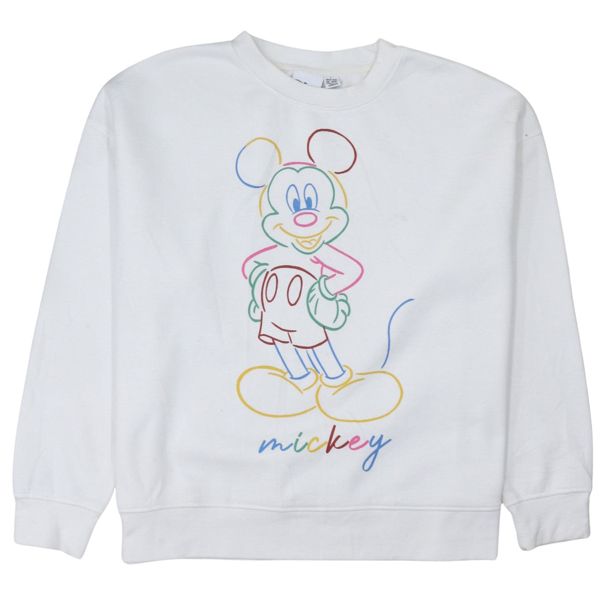 Disney Womens White Mickey Mouse Pullover Sweatshirt Size L 14/16