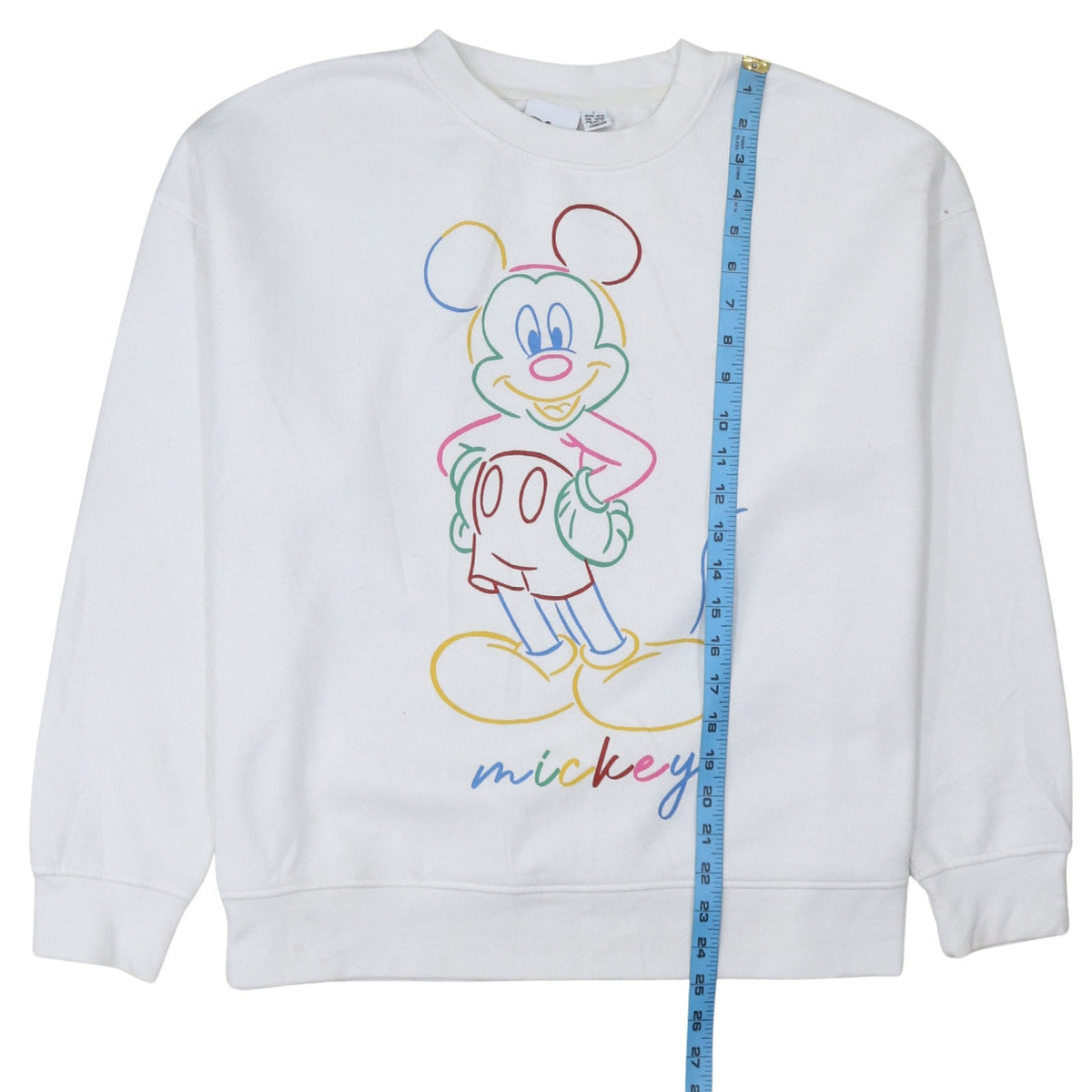 Disney Womens White Mickey Mouse Pullover Sweatshirt Size L 14/16