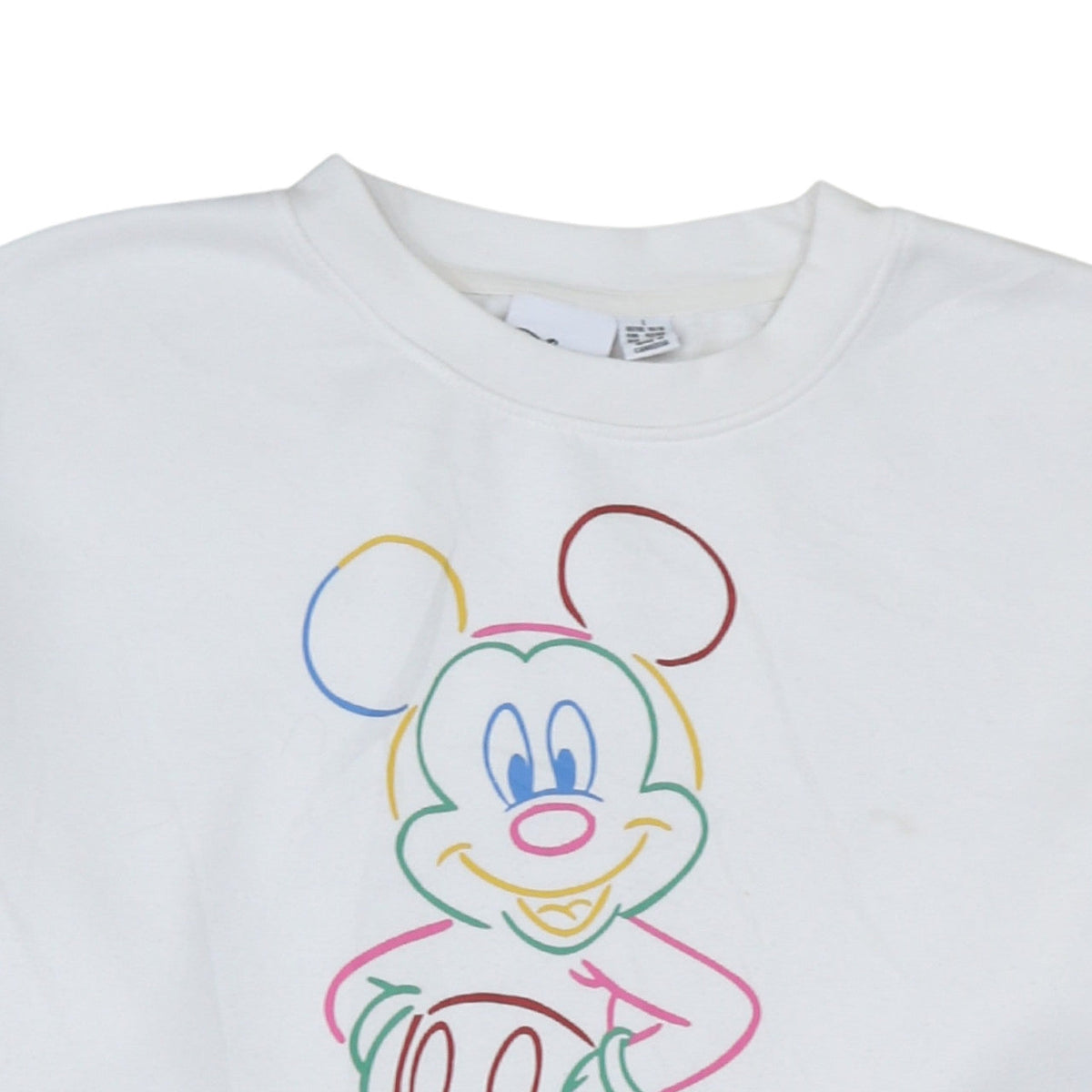Disney Womens White Mickey Mouse Pullover Sweatshirt Size L 14/16