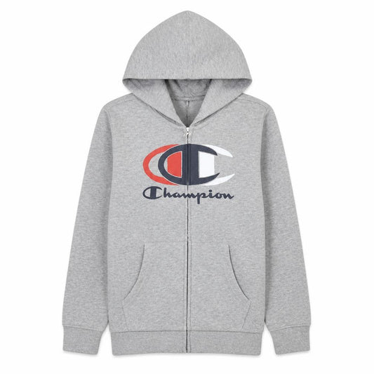 Champion Boys Grey Full Zip Hoodie 11-12 Years Logo Print Cotton Blend