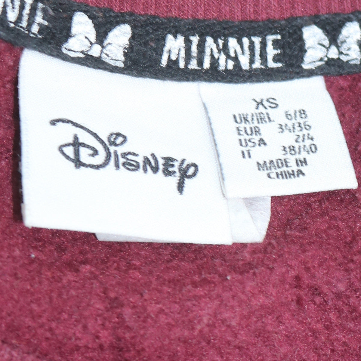Disney Minnie Mouse Burgundy Polka Dot Sweatshirt XS Women
