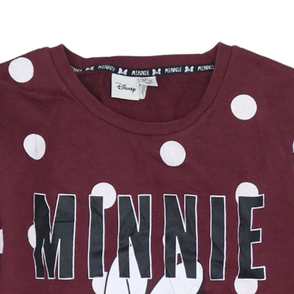 Disney Minnie Mouse Burgundy Polka Dot Sweatshirt XS Women