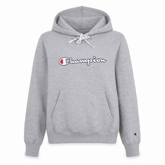 Champion Women Grey Small Pullover Hoodie 100% Cotton Logo Front