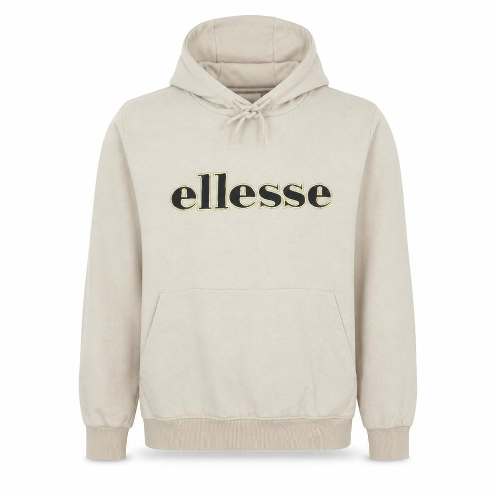 Ellesse Men's Beige Pullover Hoodie S Fleece Embroidered Logo