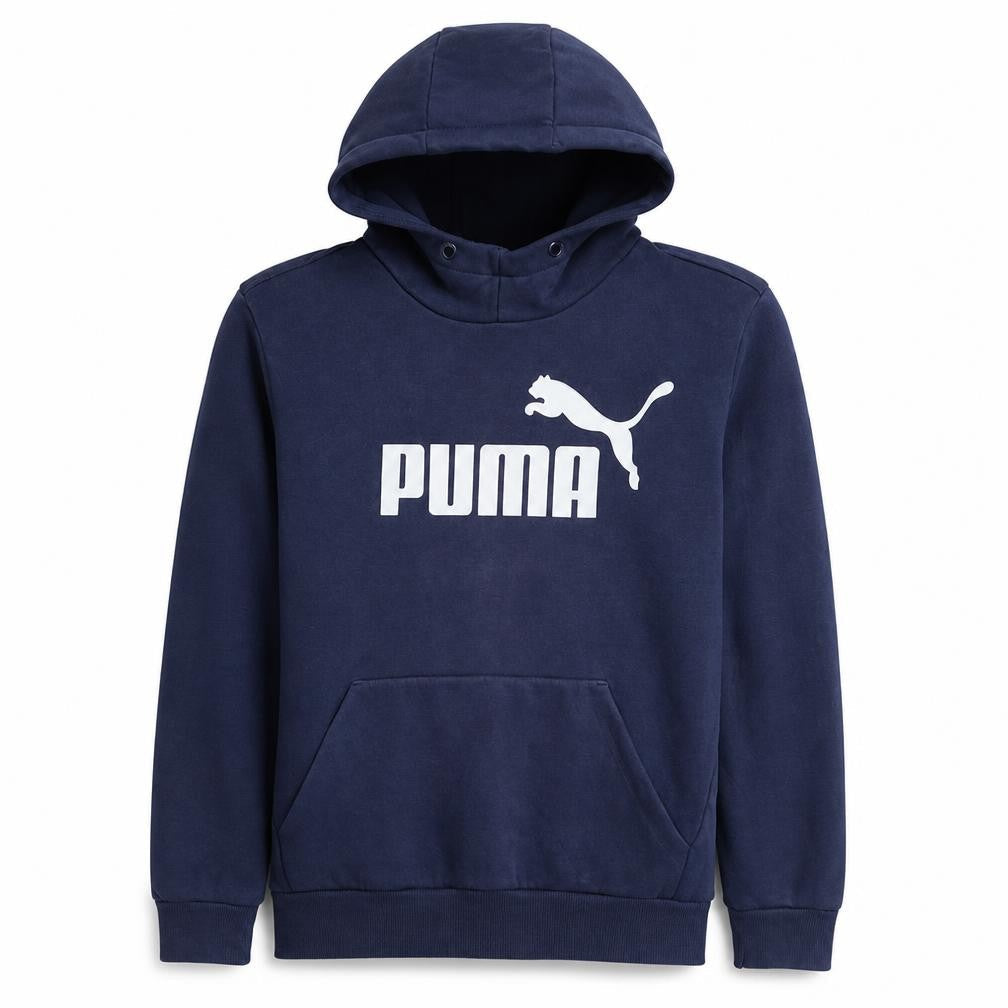 Puma Men's Blue Pullover Hoodie Small Logo Fleece Sweatshirt