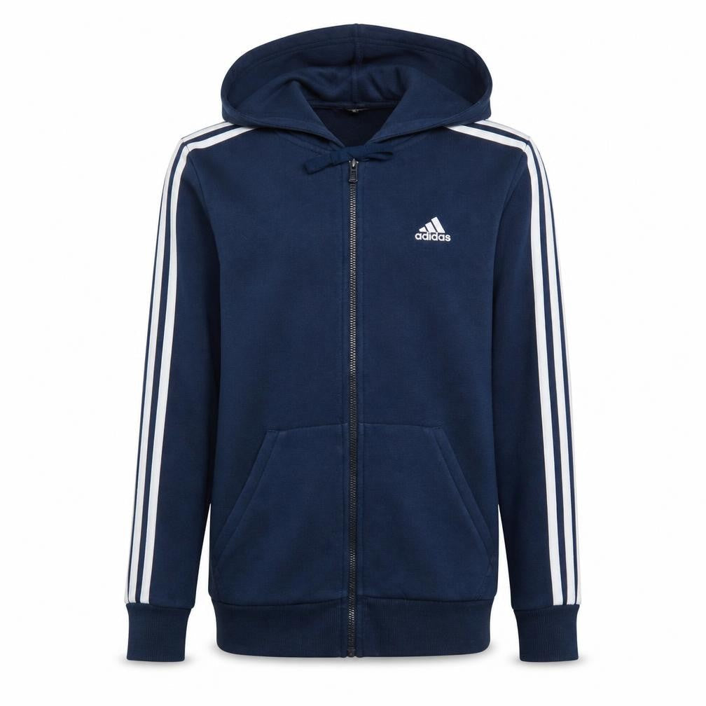 Front view of Adidas Men's Blue Full Zip Hoodie S Sportswear Fleece