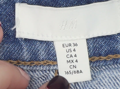 H&M Women Blue High Rise Denim Mom Shorts Size 8 Cotton