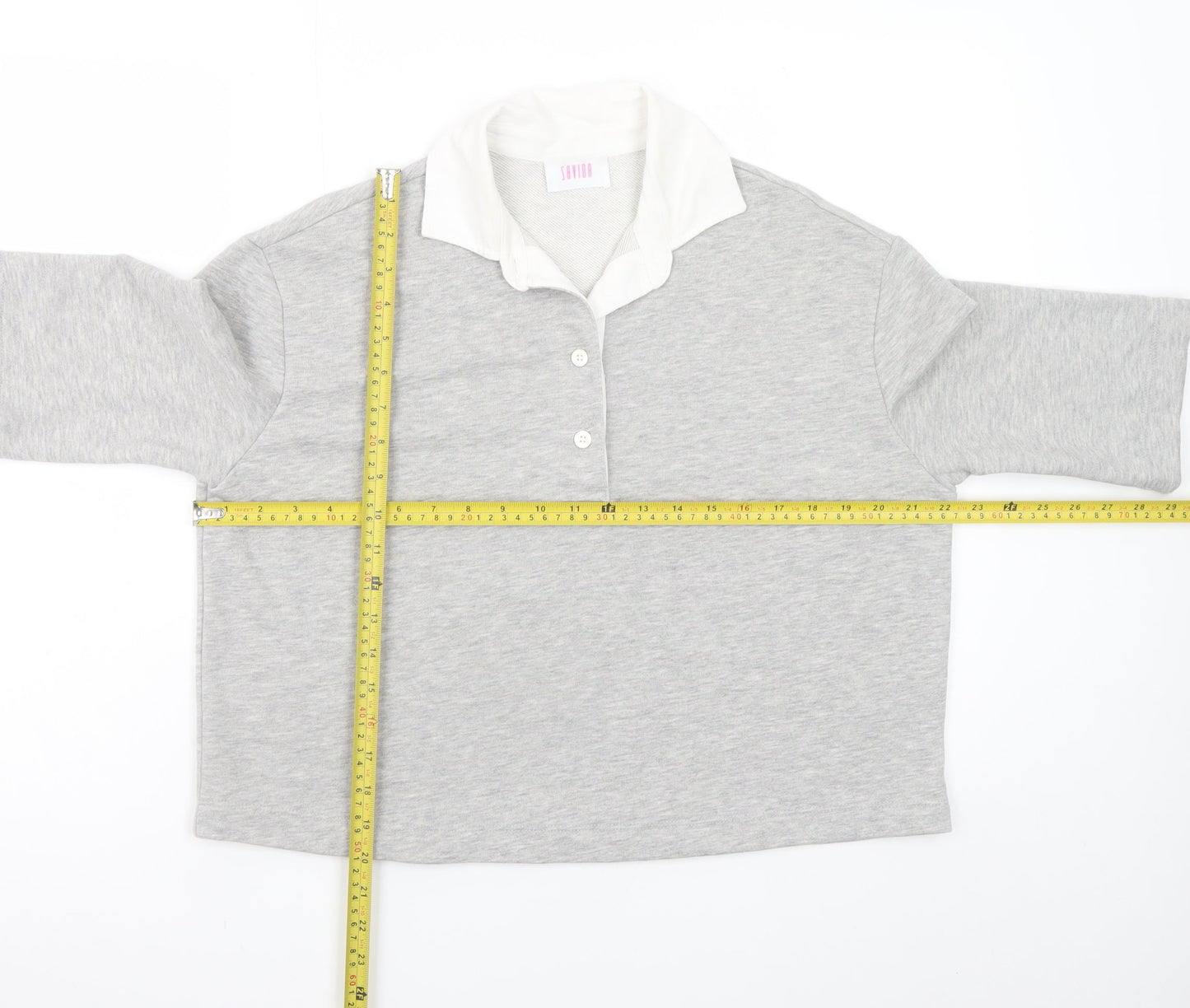 Savida Women's Grey Collared Cropped Polo Top Size 10