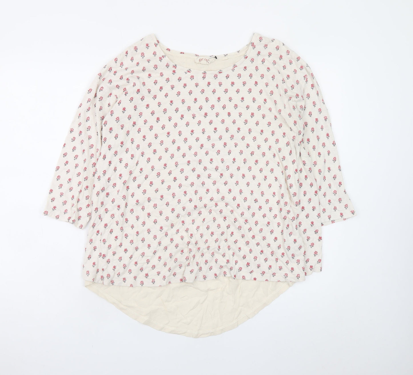 Fat Face Womens Ivory Floral 3/4 Sleeve Tunic Blouse Size 14
