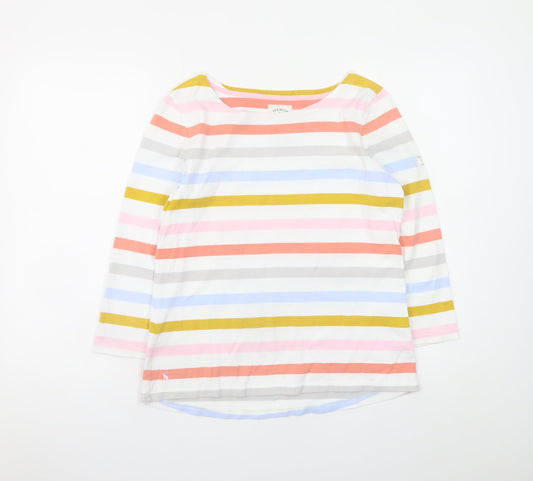 Joules Women's Multicoloured Striped 3/4 Sleeve Cotton Top Size 12