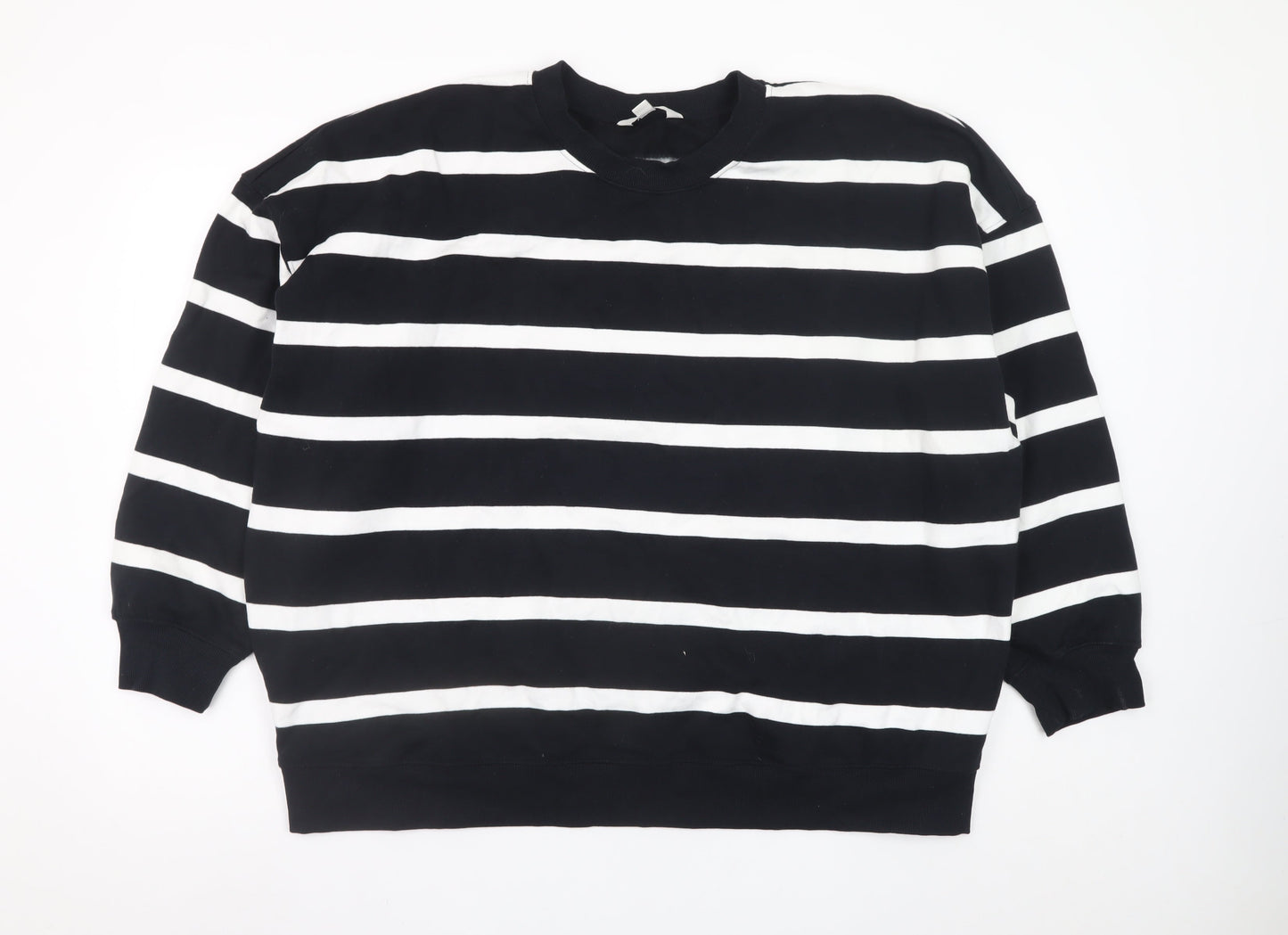 Marks and Spencer Men's Black White Striped XL Pullover Sweatshirt