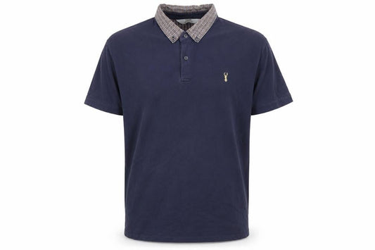 Next Men's Blue Check Collar Polo Shirt XL Cotton Casual