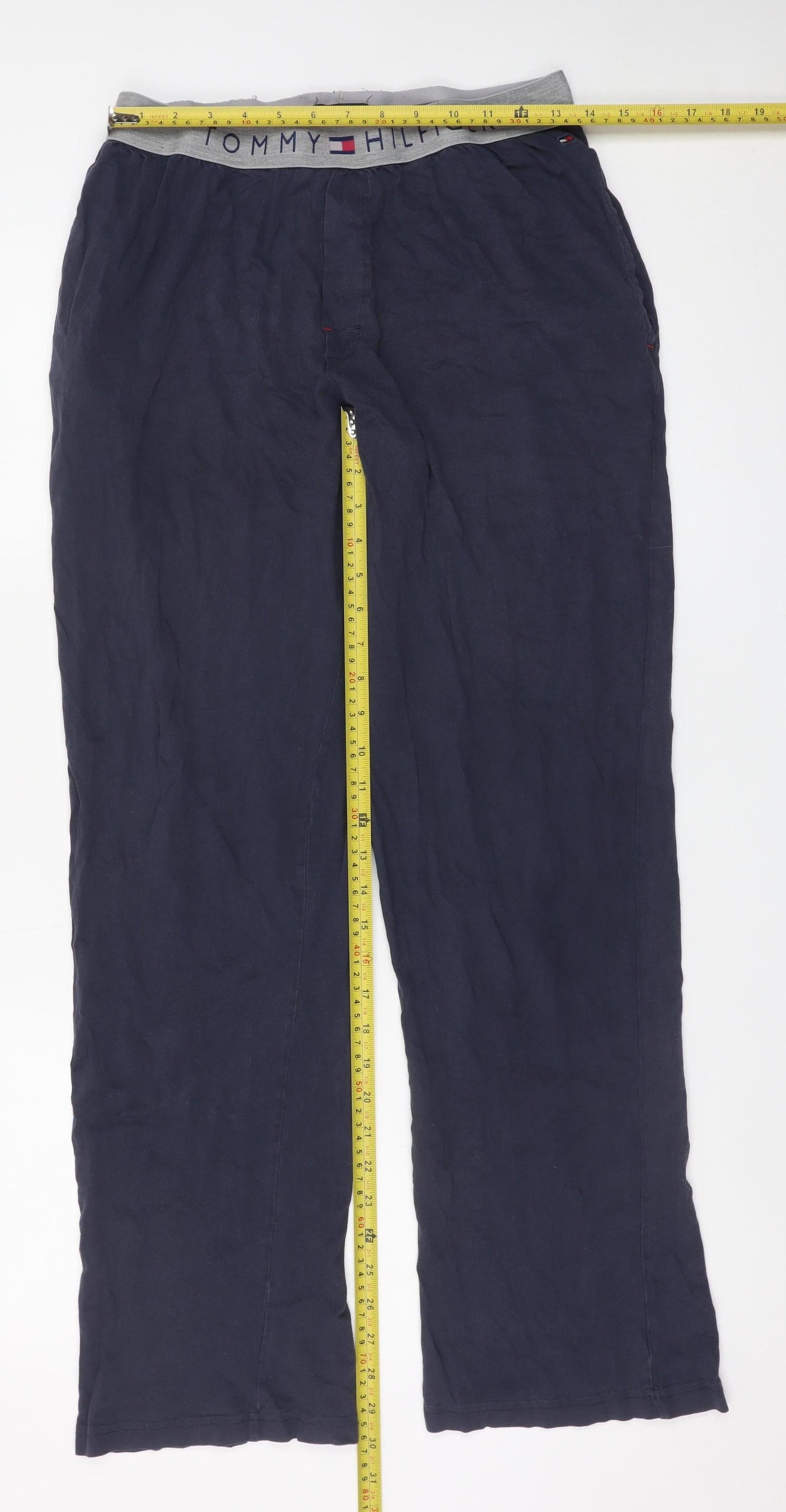 Tommy Hilfiger Men Blue M Lounge Pants Elastic Waist Jersey Cotton