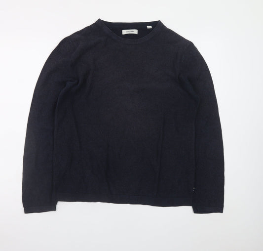 Jack & Jones Men's Black Cotton Crew Neck Pullover Jumper Size L