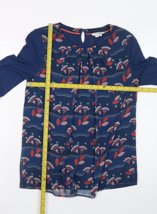 Boden Womens Blue Floral Long Sleeve Tunic Blouse Size 10