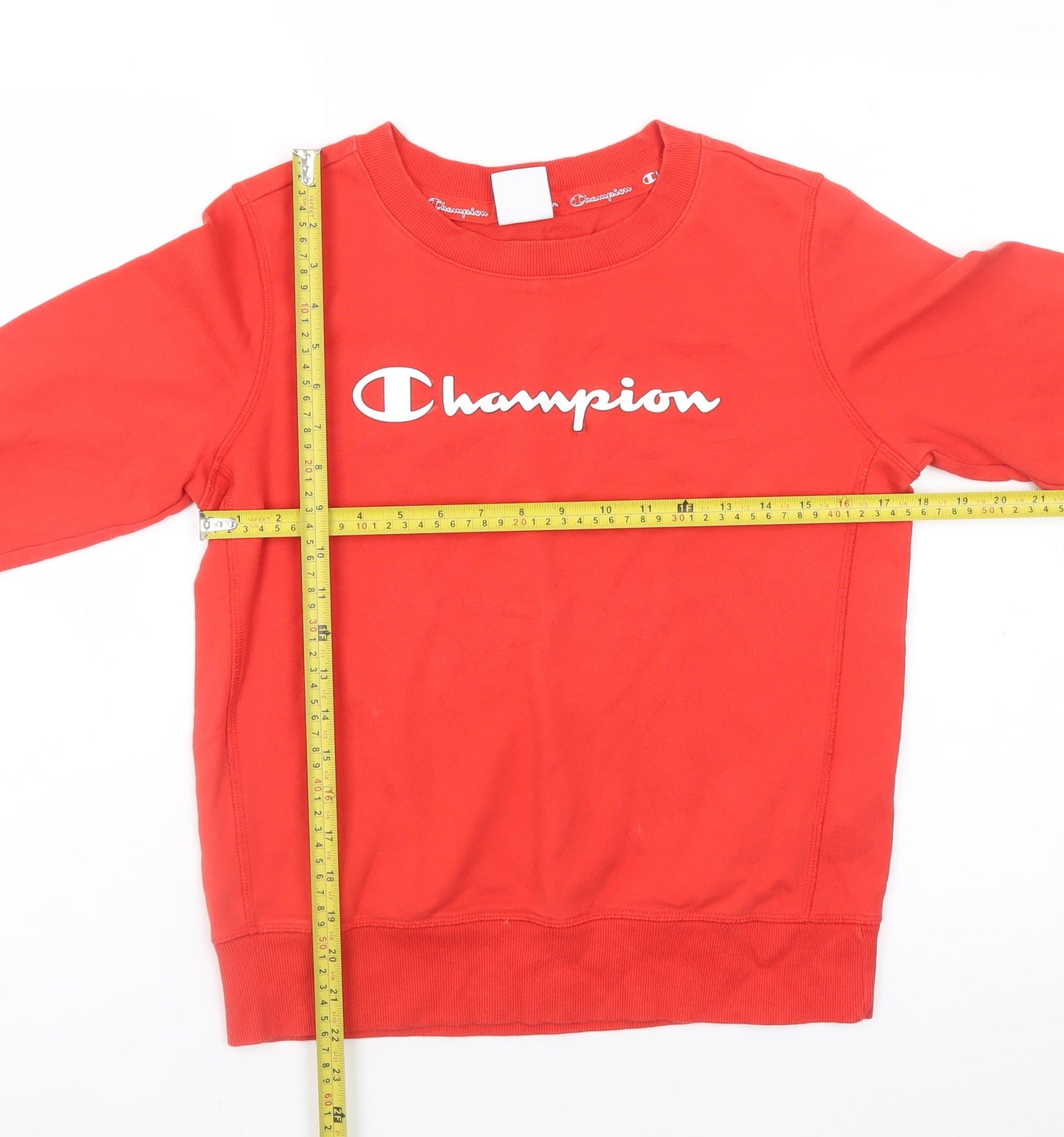 Champion Women Red Crew Neck Pullover Sweatshirt Medium Cotton Blend