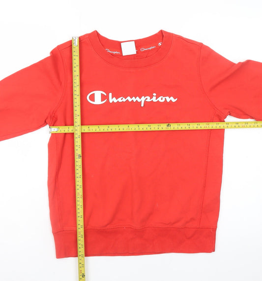 Champion Women Red Crew Neck Pullover Sweatshirt Medium Cotton Blend