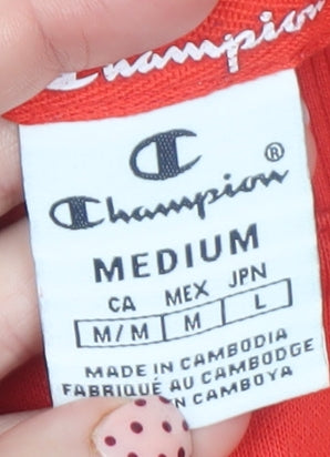 Champion Women Red Crew Neck Pullover Sweatshirt Medium Cotton Blend