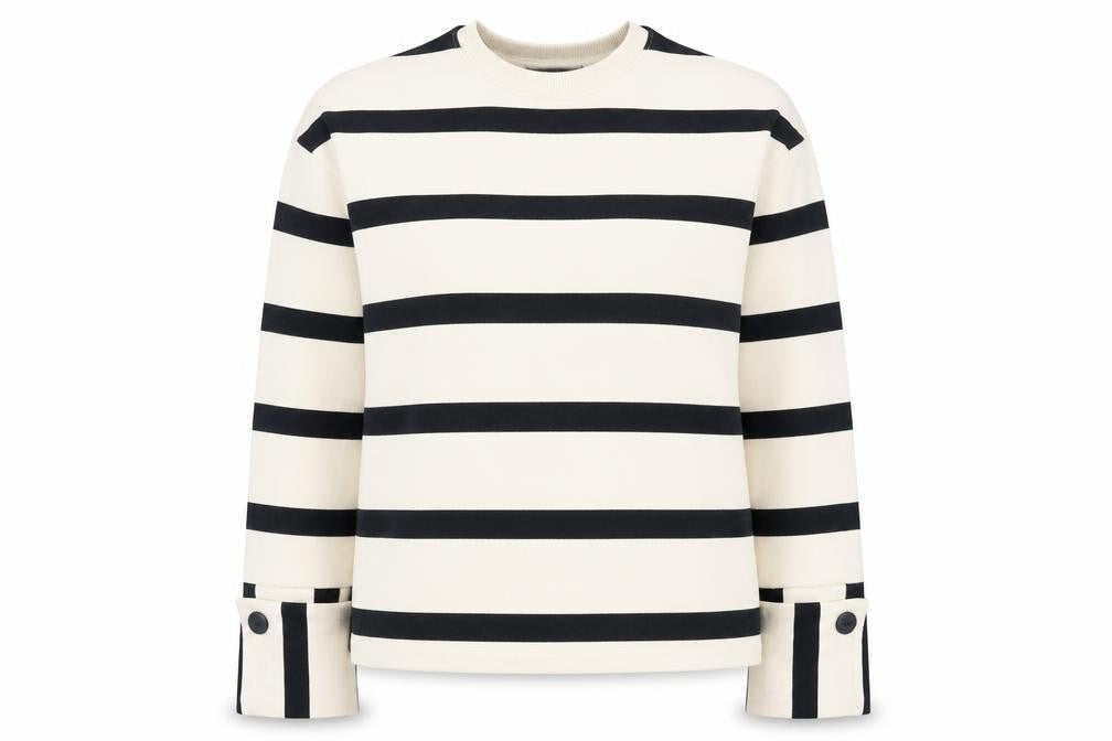 Mint Velvet Women Beige Black Striped Pullover Sweatshirt Size S