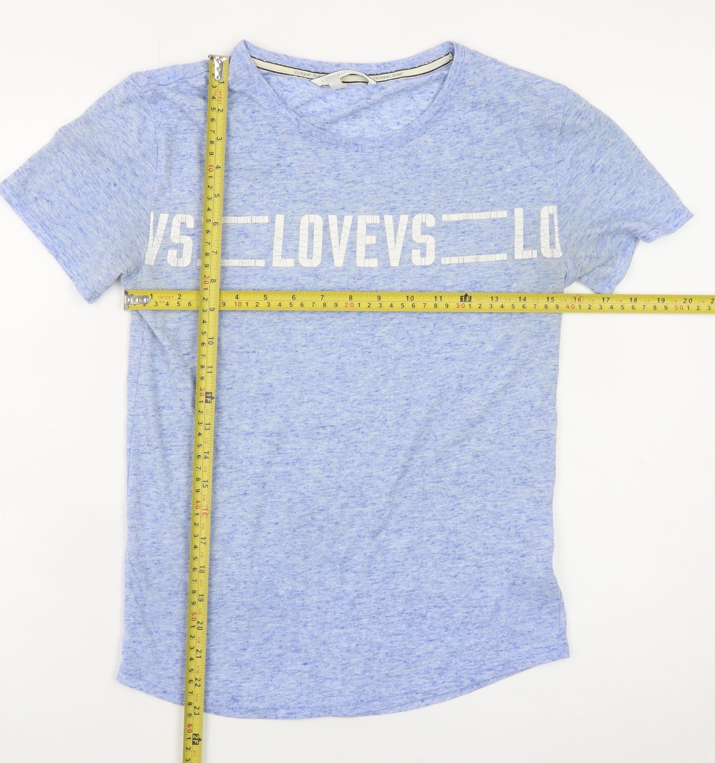 Victoria's Secret Women's Blue XS Basic Crew Neck Love T-Shirt