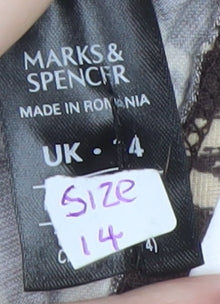 Marks and Spencer Women Brown Geometric Wrap Blouse Size 14