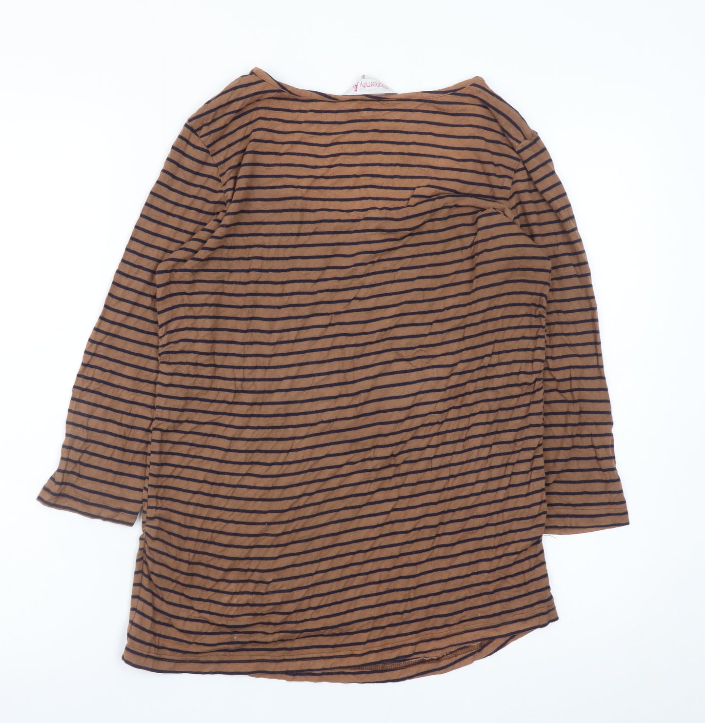 Red Herring Maternity Brown Striped 3/4 Sleeve Top Size 12