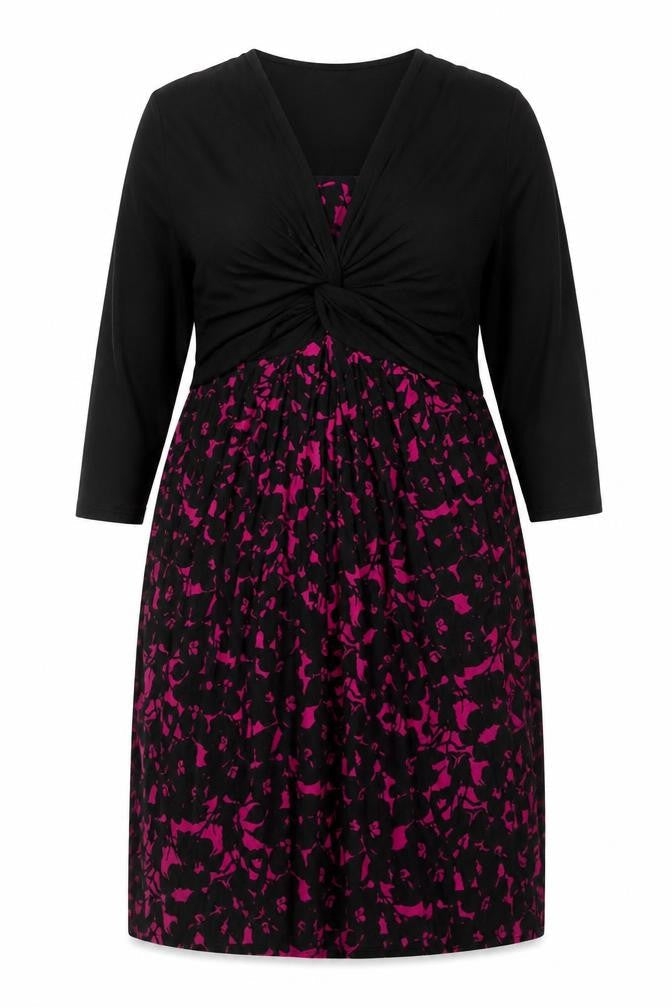 Marks & Spencer Women Black Purple Floral Fit & Flare Dress Size 16