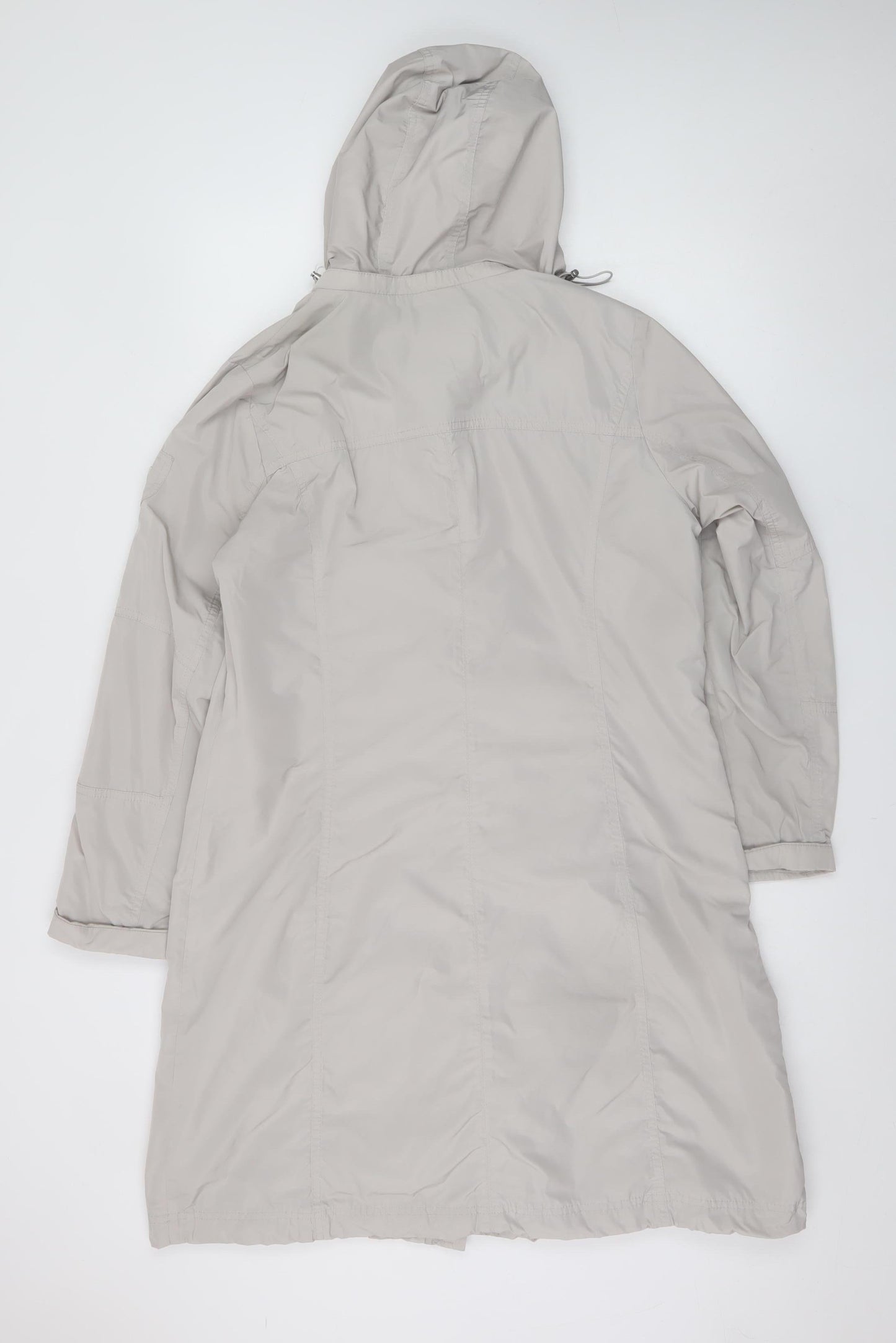 Concept K Women Beige Long Hooded Rain Coat Size 10 Regular