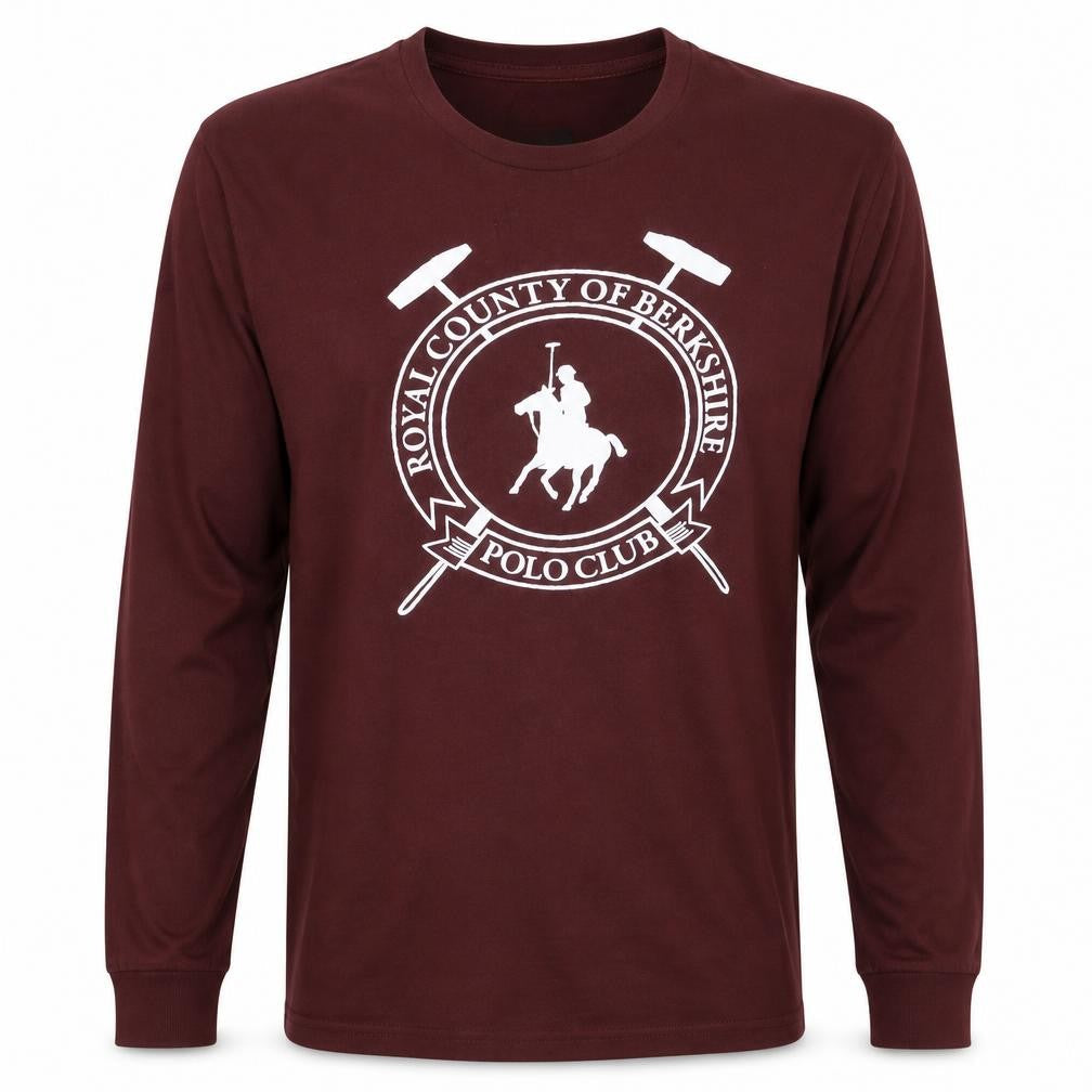 Royal County of Berkshire Polo Club Men's Maroon Long Sleeve T-Shirt Size L