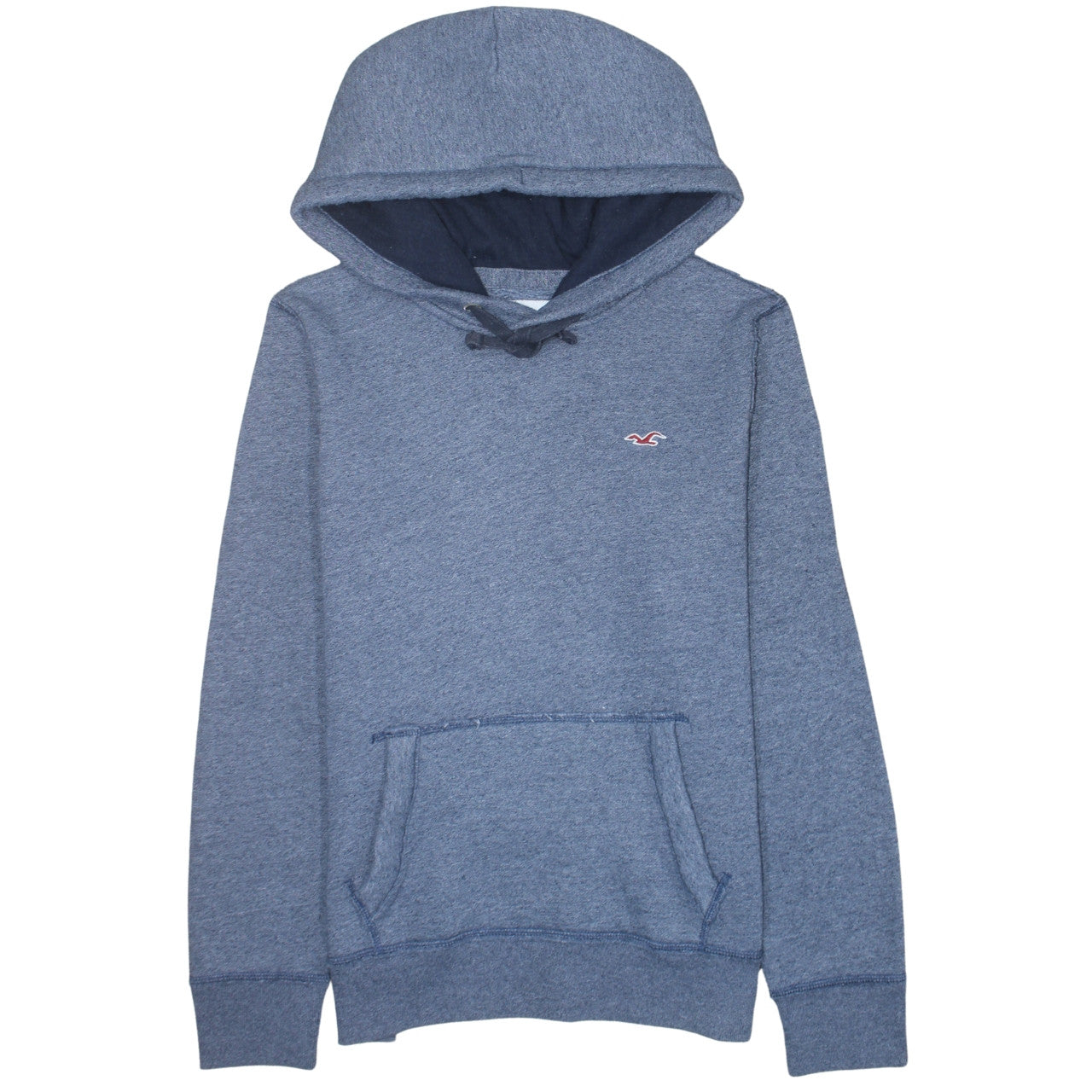 Hollister Men Blue Pullover Hoodie S Fleece Logo Regular Fit