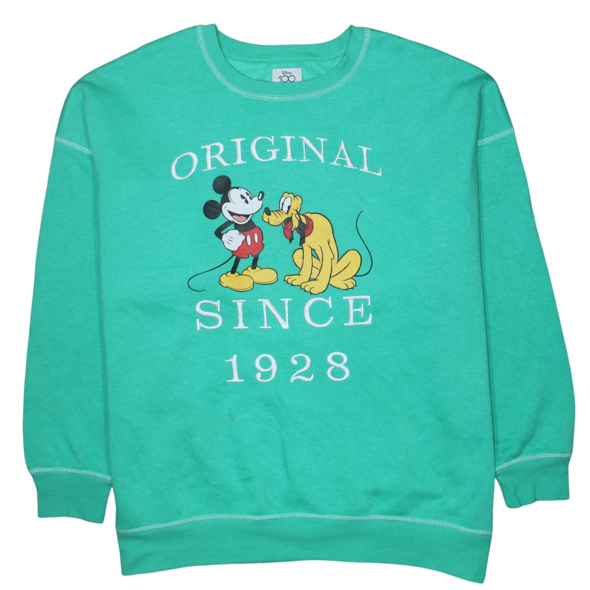 Disney 100 Primark Women's Green Mickey Pluto Sweatshirt L