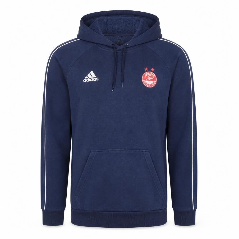 Front view of Adidas Men’s Blue Aberdeen FC Pullover Hoodie, size S