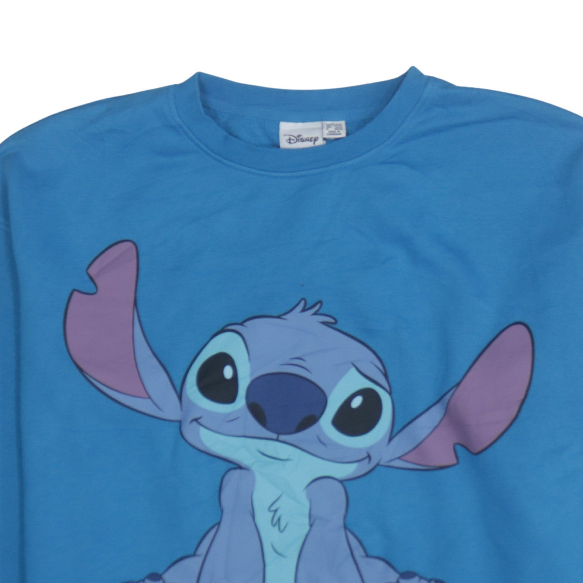 Disney Women Blue Stitch Sweatshirt L Pullover Casual Graphic