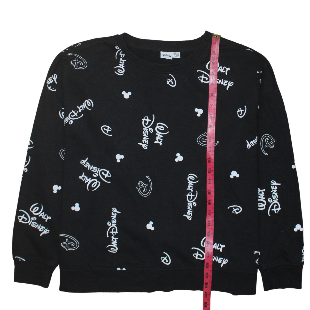 Disney Womens Black Walt Disney Logo Print Pullover Sweatshirt XL