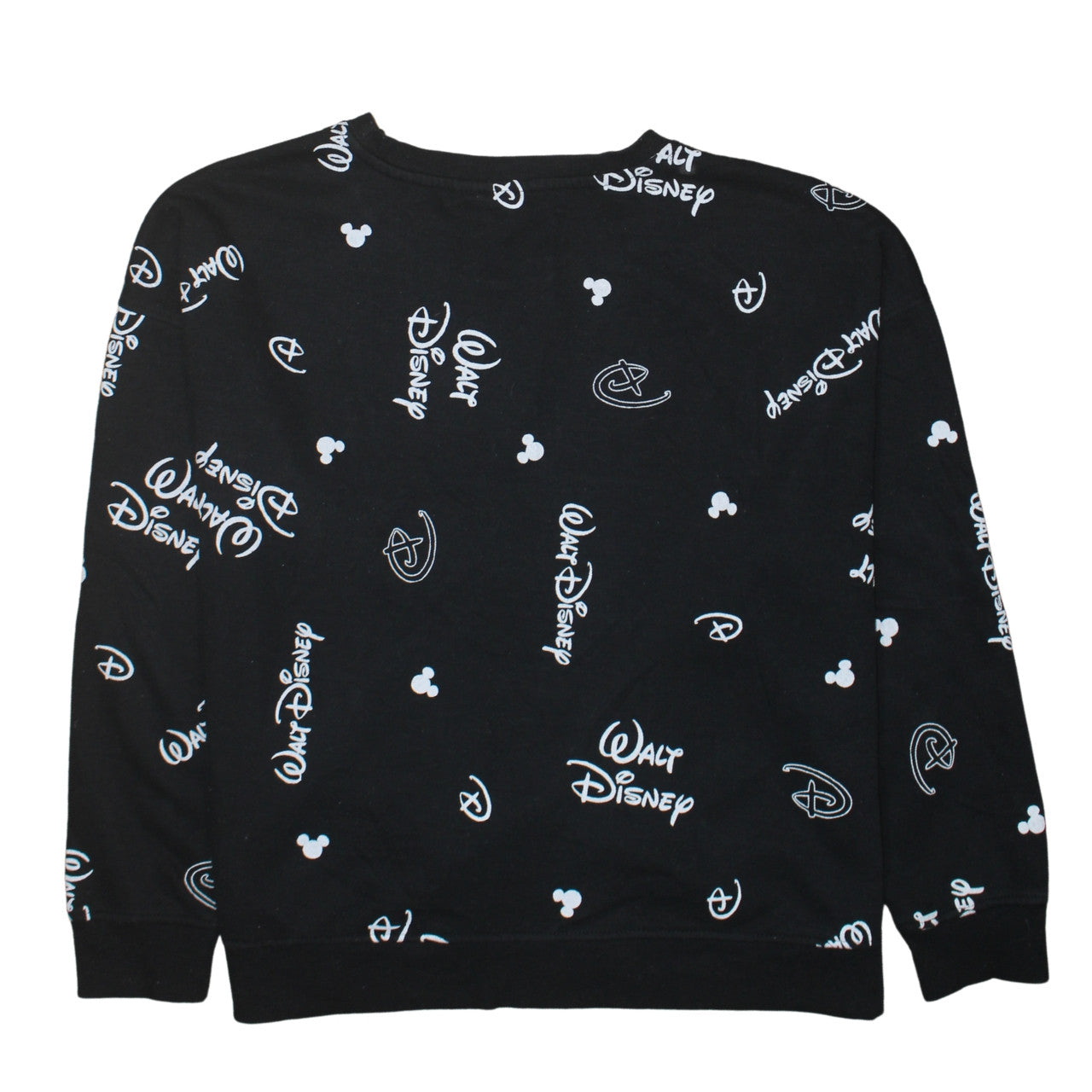 Disney Womens Black Walt Disney Logo Print Pullover Sweatshirt XL