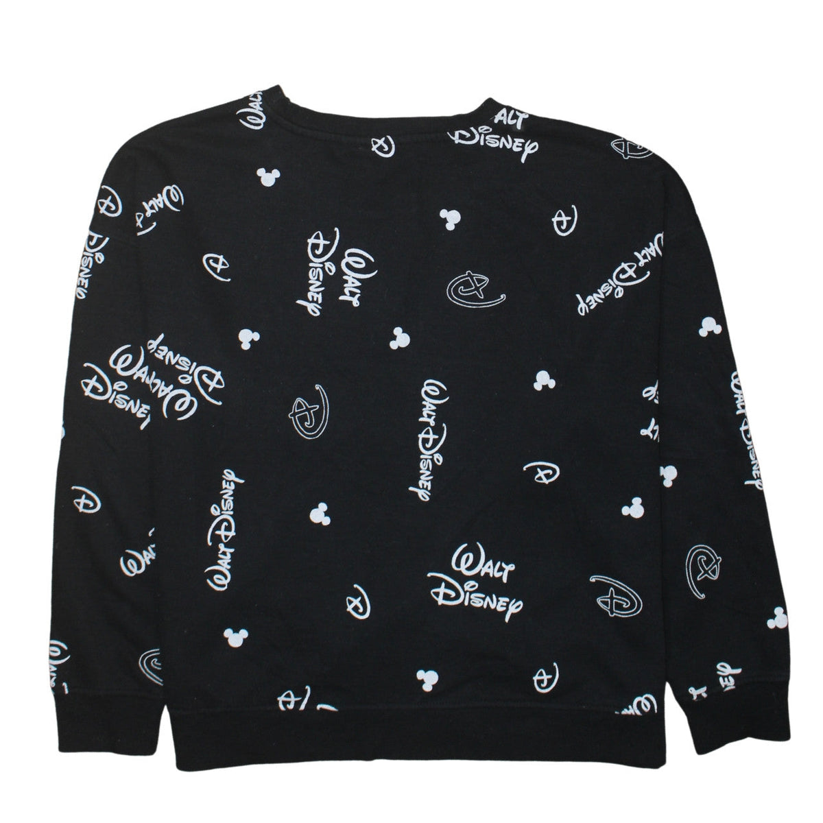Disney Womens Black Walt Disney Logo Print Pullover Sweatshirt XL
