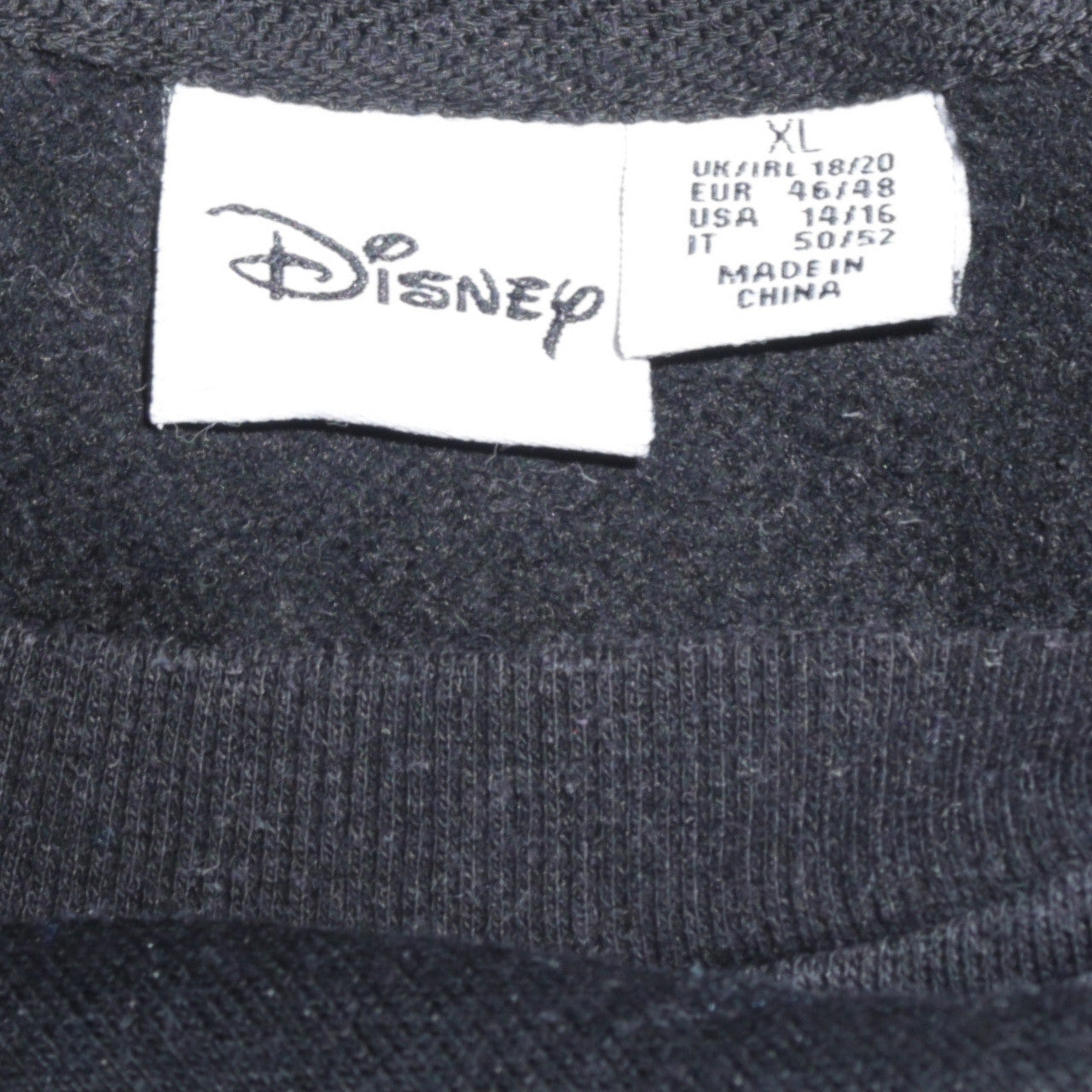 Disney Womens Black Walt Disney Logo Print Pullover Sweatshirt XL
