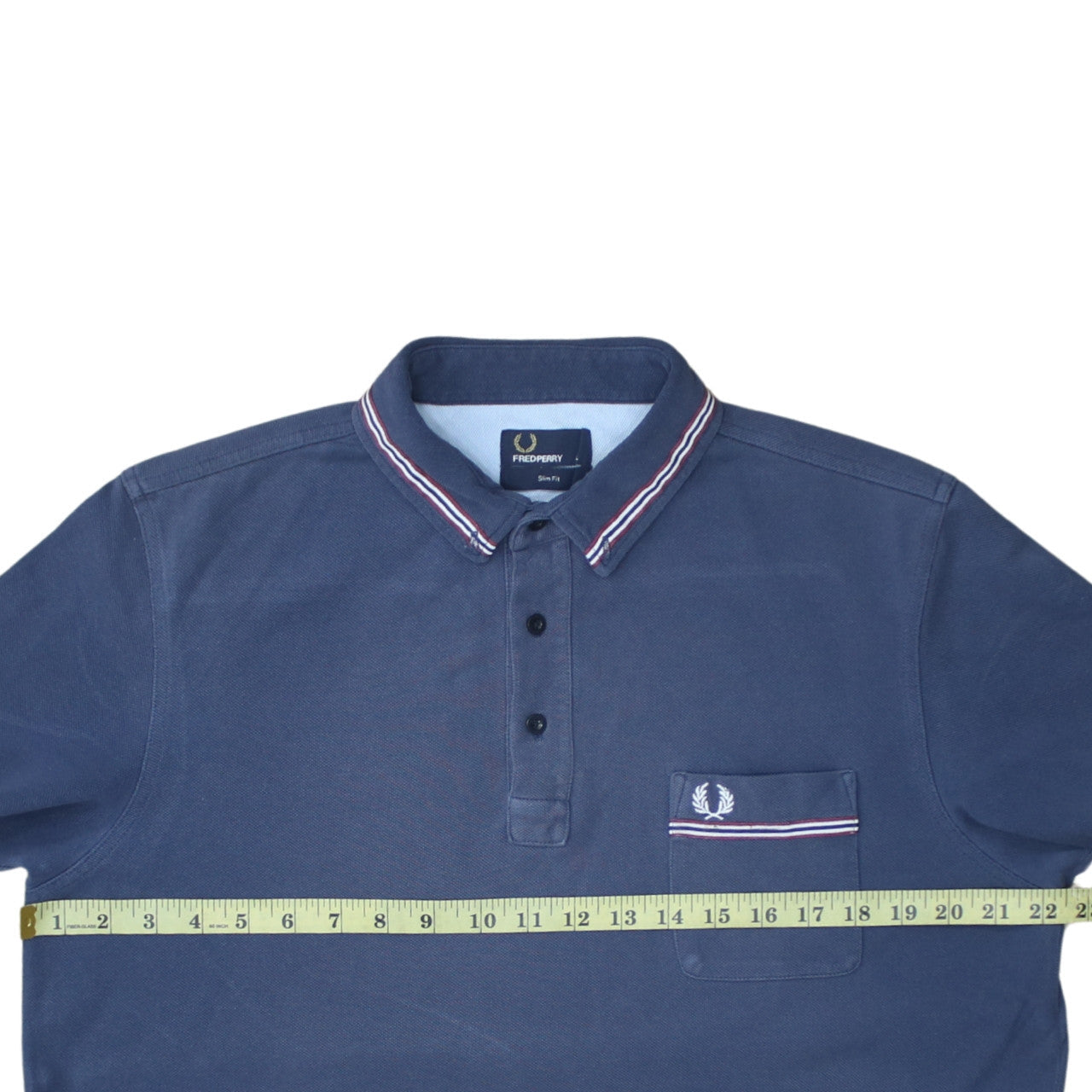 Fred Perry Men's Blue Slim Fit Polo Shirt Size L Classic Cotton