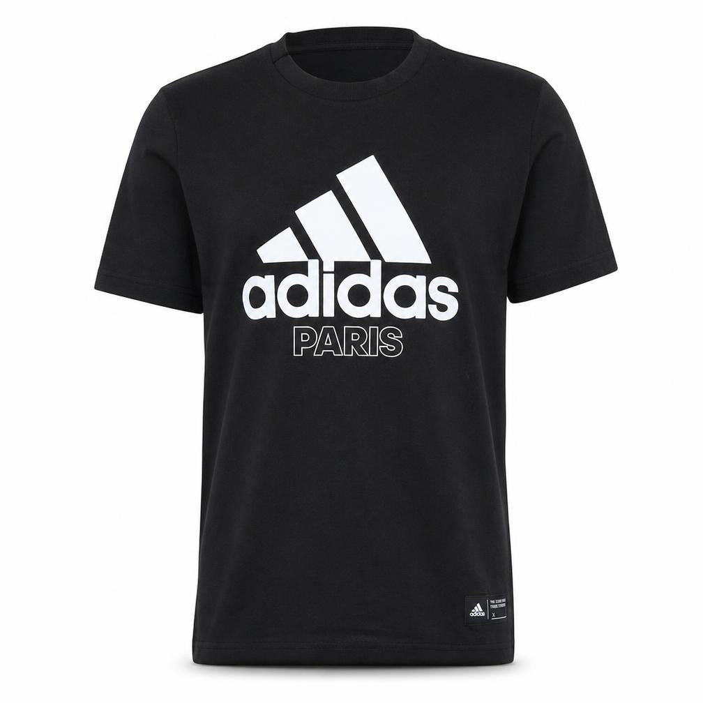 Adidas Men's Black Paris Graphic Logo Short Sleeve T-Shirt Size S