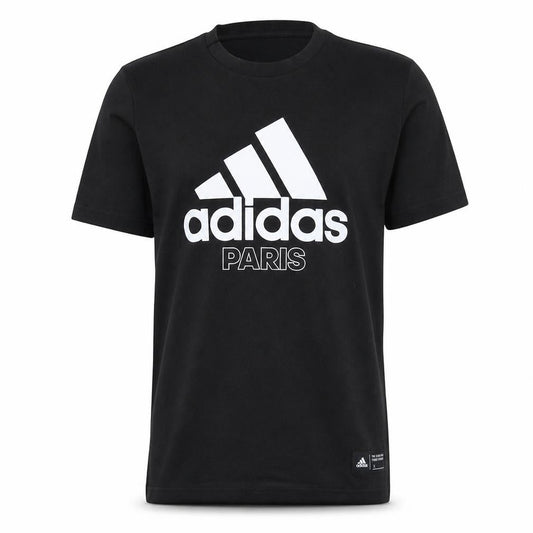 Adidas Men's Black Paris Graphic Logo Short Sleeve T-Shirt Size S