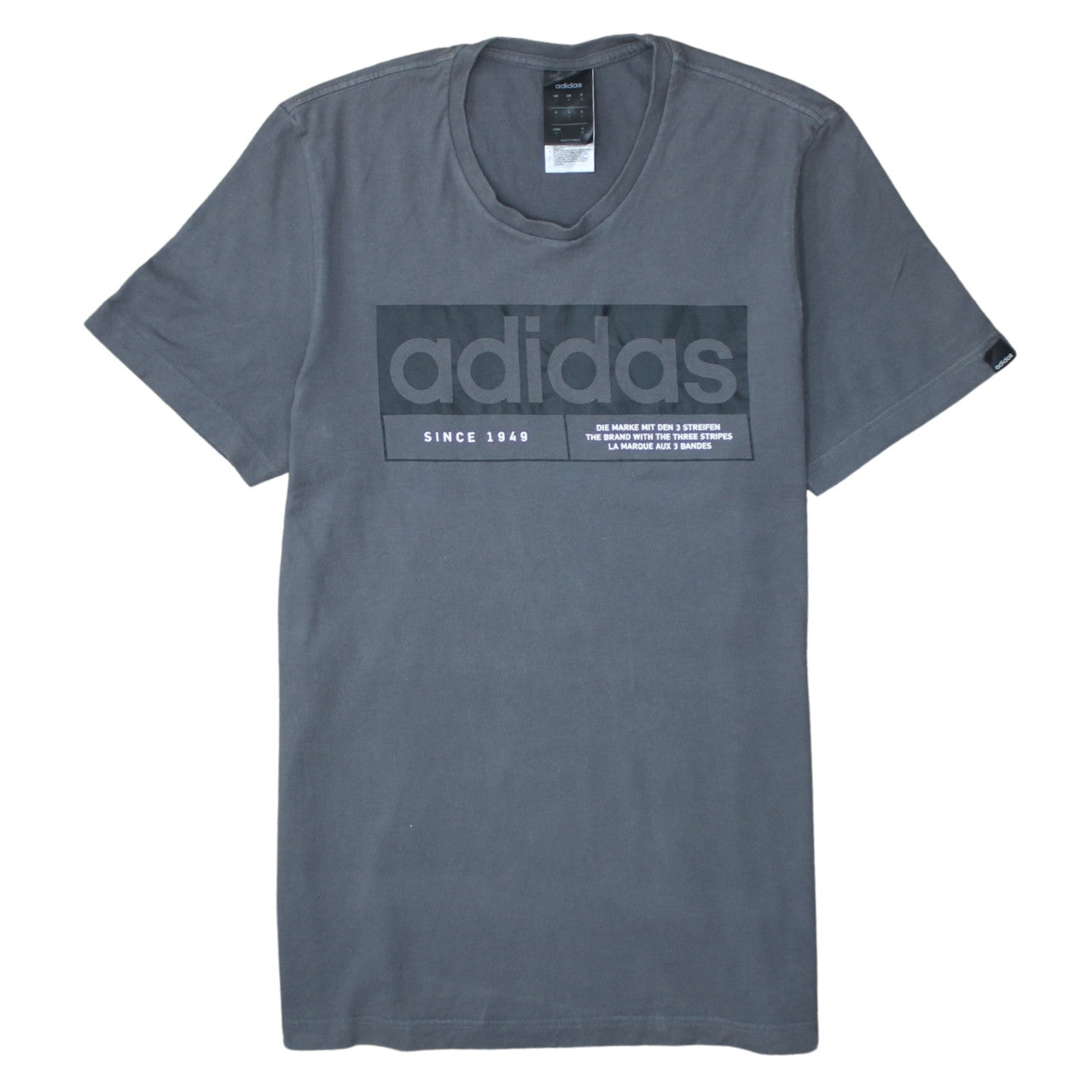 Adidas Men's Grey Graphic Logo T-Shirt Size S Short Sleeve Cotton
