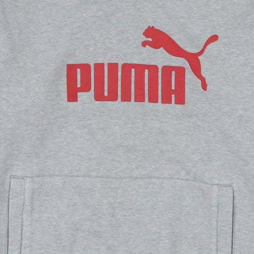 Puma Men's Grey Pullover Hoodie Small Logo Sportswear